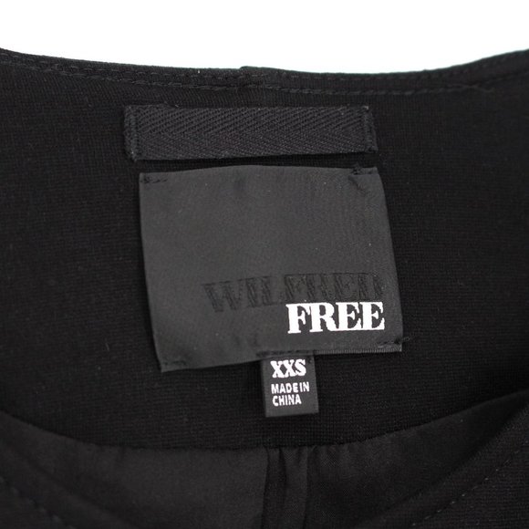 Aritzia Wilfred Free Black Asymmetric Zip Faux Leather Trim Jacket size XXS 2XS - Picture 4 of 6